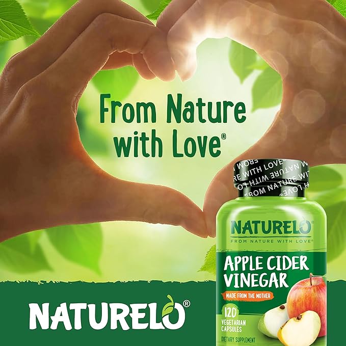 NATURELO Apple Cider Vinegar Capsules - Natural ACV with Mother Supplement for Men & Women for Detox, Cleanse and Weight Management - 120 Vegan Capsules (Pack of 2)