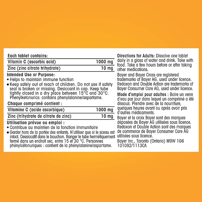 Redoxon Double Action Vitamin C 100mg 10mg, 4 4 x 15 Count