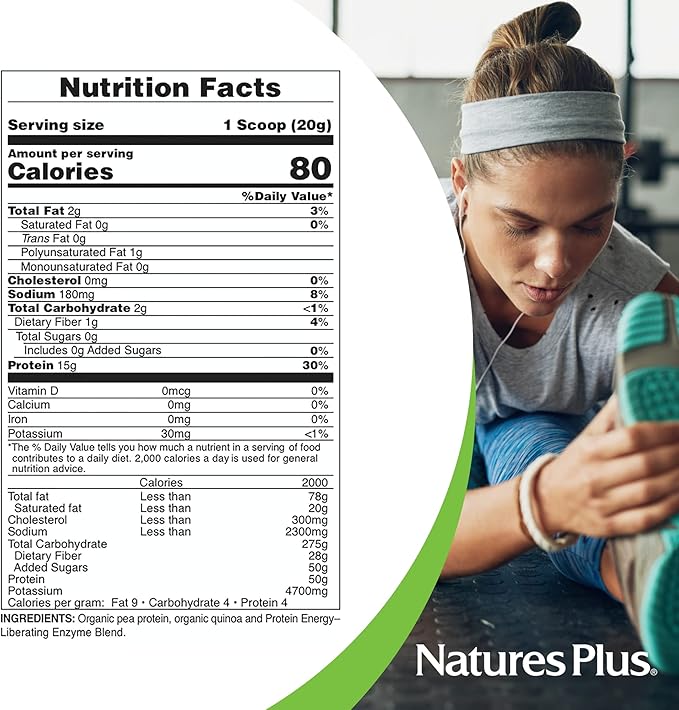 Natures Plus Organic Pea Protein 1.1 lbs, 25 Servings