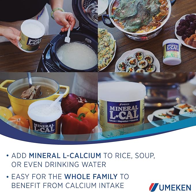 Umeken Mineral L-Cal Supplement, Large bottle, 6 month D3 and 360g, 3600 3600 Balls 6)