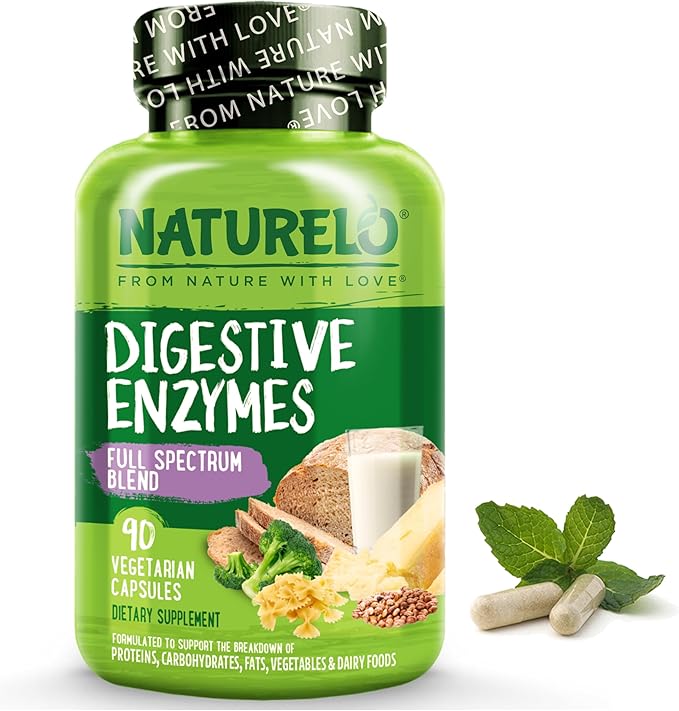 NATURELO Digestive Enzymes 15 Enzymes 90 Vegan
