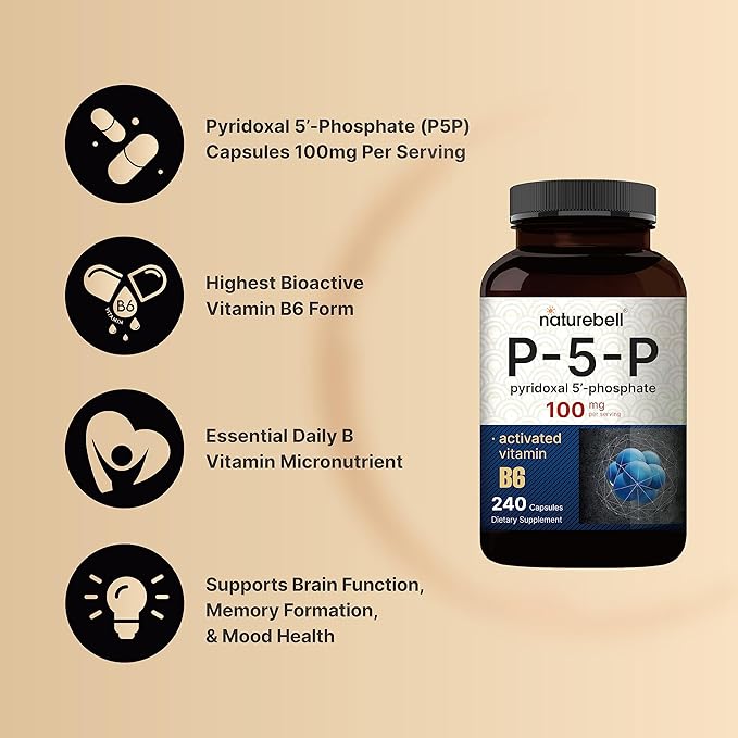 NatureBell P5P Vitamin B6 100mg Per 240 Capsules 5 Phosphate