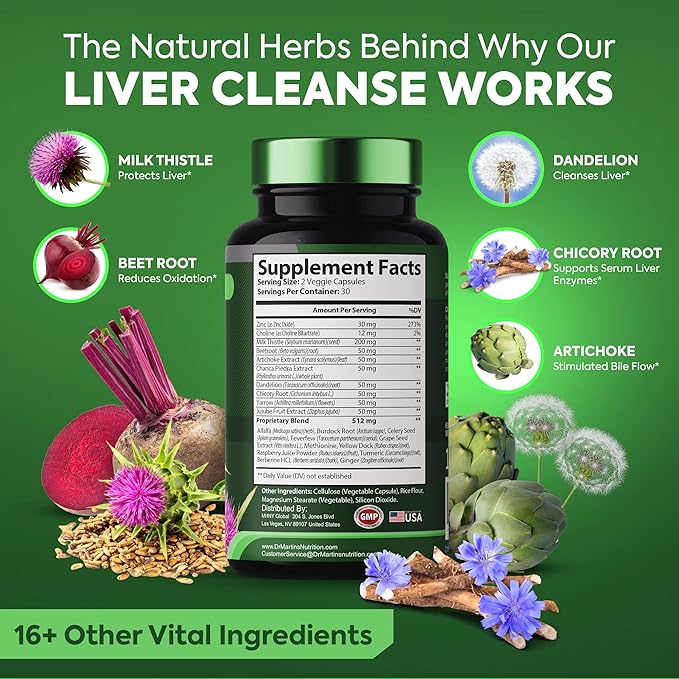 Liver Cleanse Detox & Repair Formula Supplement 21 Ingredients