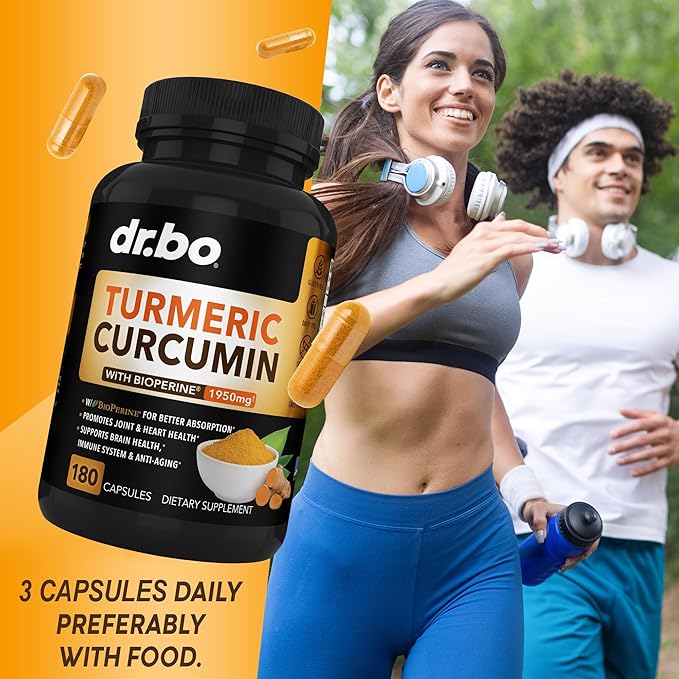 Turmeric Curcumin with BioPerine & Ginger Supplement 1950mg Organic 180 Capsules