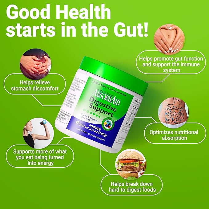 AbsorbAid Digestive Enzymes 100 grams, Proven 71%