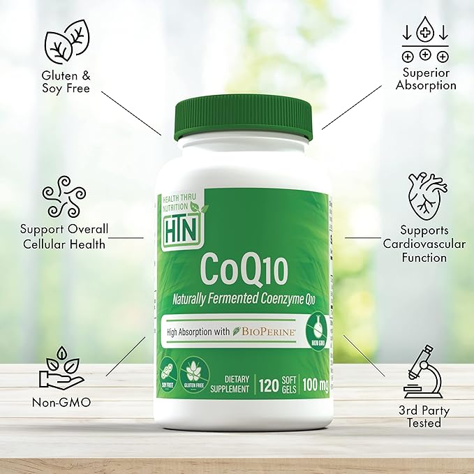 Health Thru Nutrition CoQ-10 100mg 3X 120 120 Softgels) Q10 | 3rd Party