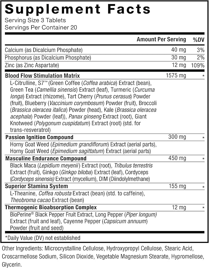 FORCE FACTOR Score! XXL Nitric Oxide Booster Supplement for Men with L-Citrulline, Horny Goat Weed, Black Maca, & Tribulus Terrestris to Increase Stamina, Energy, and Physical Performance, 60 Tablets