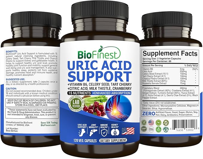 Uric Acid Support Supplement 15 Nutrients (120s)