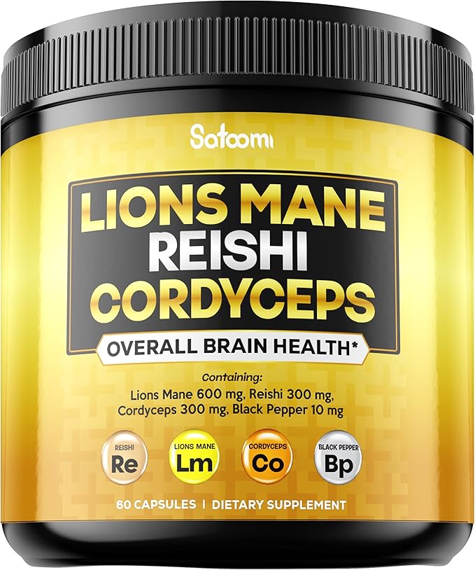 4in1 Lions Mane Supplement Capsules 60 Vegan 1210Mg Mushroom