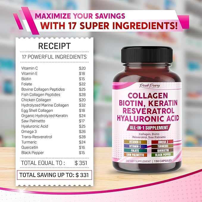 Collagen 12000mg Biotin 10,000mcg Resveratrol 3000mg 2000mg -