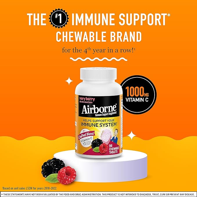 Airborne 1000mg Vitamin C Chewable Tablets 96 Chewable