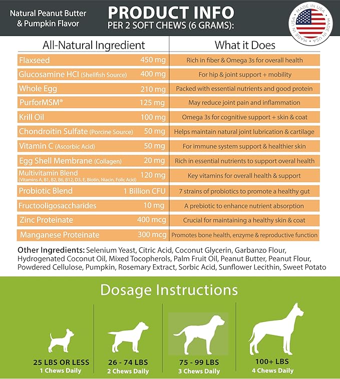 Googipet Premium 10 in 1 Dog Vitamins Multivitamin Chewable w/Dog Probiotics for Gut Health, Dog Vitamins and Supplements w/Vitamin C & Glucosamine for Joint Support (Peanut Butter & Pumpkin Flavor)