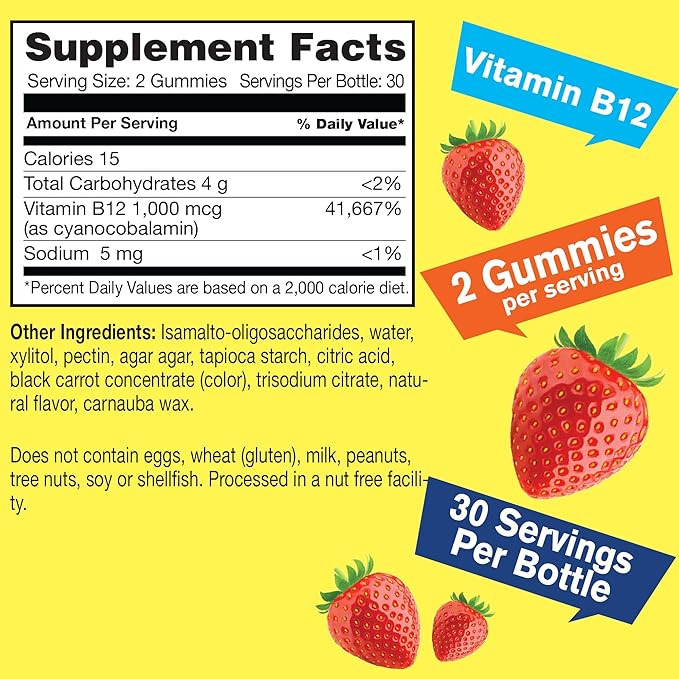 Vitamin B12 1000mcg Sugar Free Gummies 60 Count