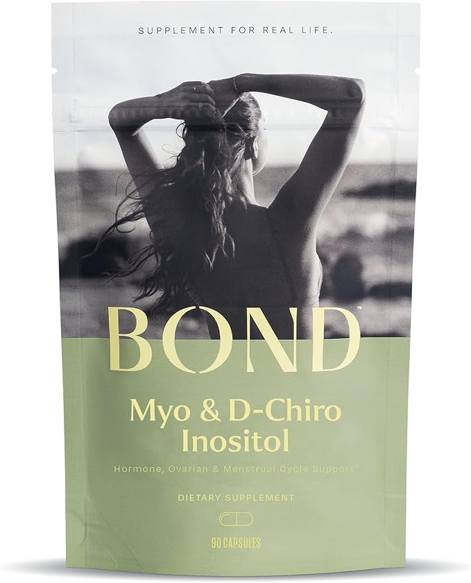 BOND Inositol Capsules: Myo-Inositol & D-Chiro Inositol Ovarian Support Vitamins, Menstrual Cycle Support, Hormone Balance for Women, Ideal 40:1 Ratio, Inositol Supplement for Women, 90 Vegan Capsules