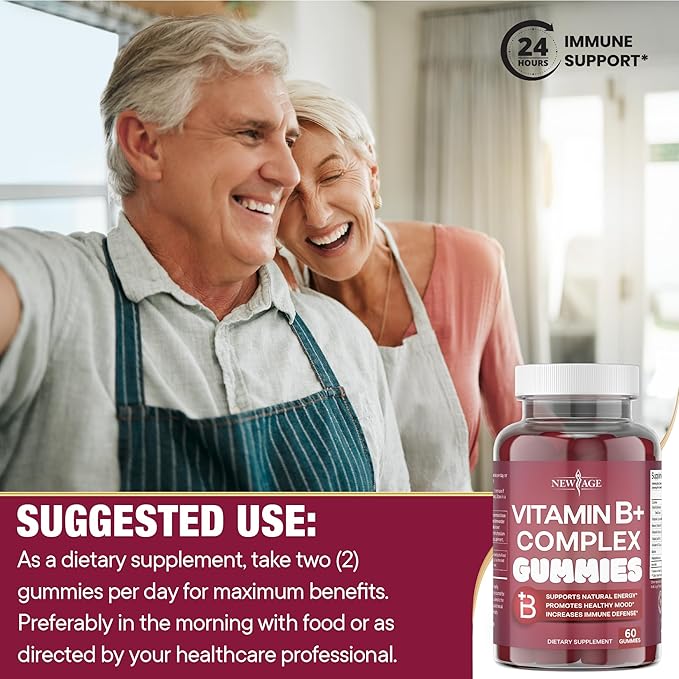 NEW AGE Vitamin B Complex Gummies B3, B5, B5, B6, B6, B7, B7, B9 B9 & B12 – (180 Count 3))