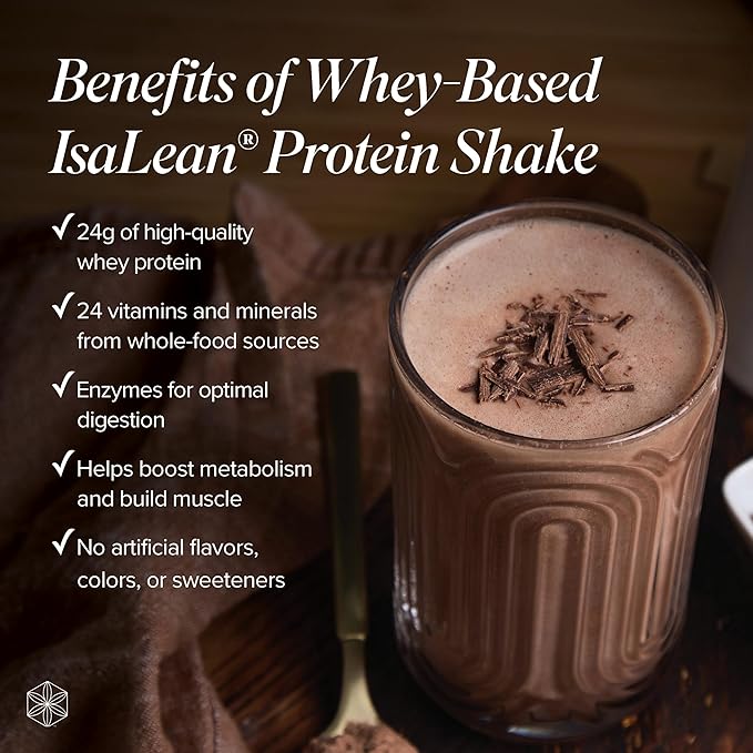 IsaLean Protein Shake - Complete Superfood Meal Replacement Shake for Maintaining Healthy Weight and Lean Muscle Growth with 24 Vitamins and Minerals - 28.1 oz - 14 Meal Canister (Creamy Dutch Chocolate) - Canister