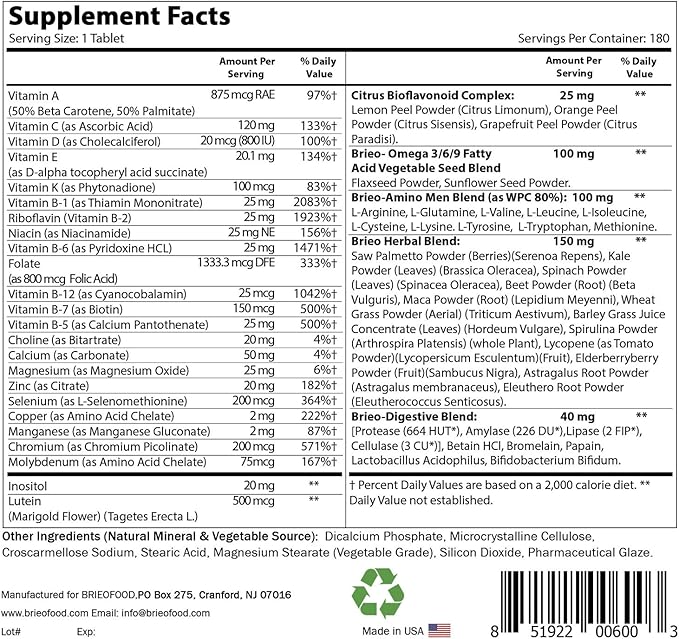 BRIOFOOD Day-to-Day Men's Multi 180 Tablets