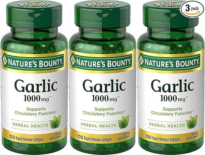 Nature’s Bounty Garlic Extract Supplement, Supports 1000 mg 100 Count, 3