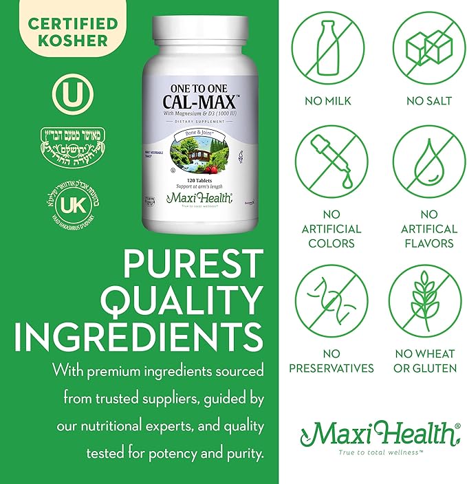 Maxi Health 500 mg Calcium Supplement D3 (1000 (1000 IU) (500 mg) 120 Tablets