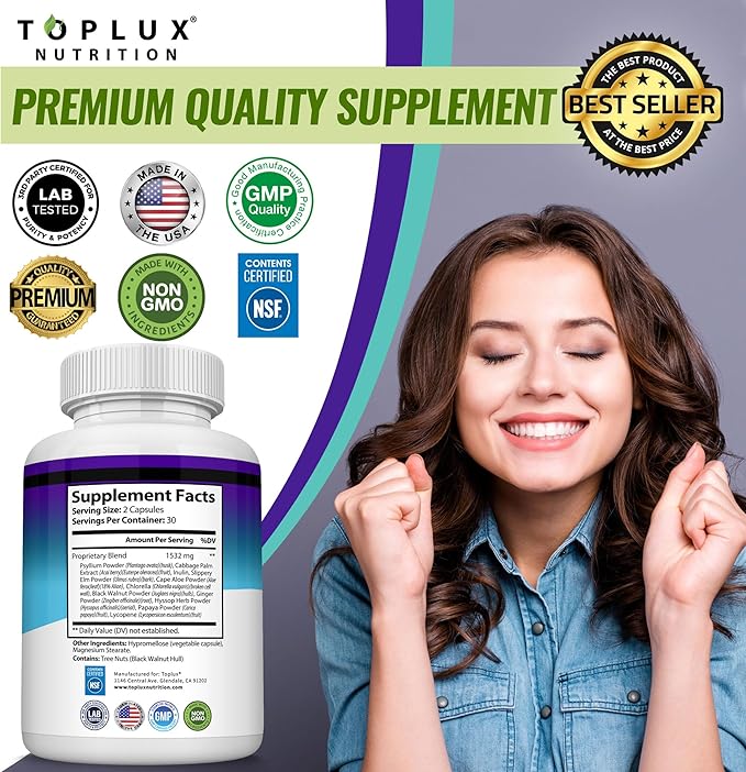 Toplux Keto Detox Pills Advanced Cleansing Extract – 1532 Mg Natural Acai Colon Cleanser Formula, Flush Toxins & Excess Waste, for Men Women, 60 Capsules, Supplement