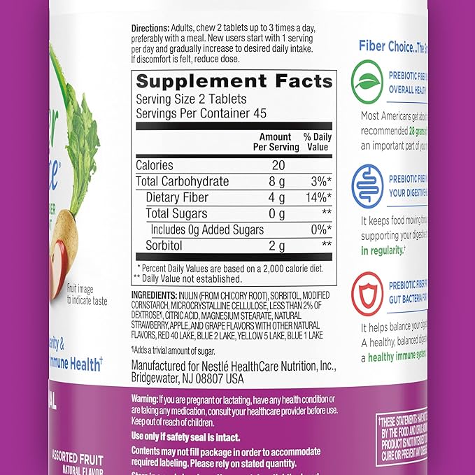 Fiber Choice Daily Prebiotic Fiber Chewable 90 Tablets (90 Count 1))