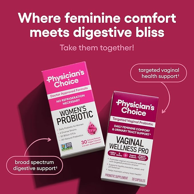 Physician's Choice Probiotics for Women - PH Balance, Digestive, UT, & Feminine Health - 50 Billion CFU - 6 Unique Strains for Women - Organic Prebiotics, Cranberry Extract+ - Womens Probiotic - 84 CT