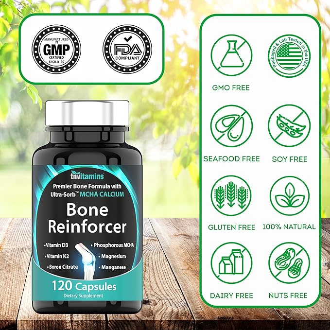 Bone Reinforcer (120 Capsules) MCHA Calcium D3, Magnesium, K2, Boron