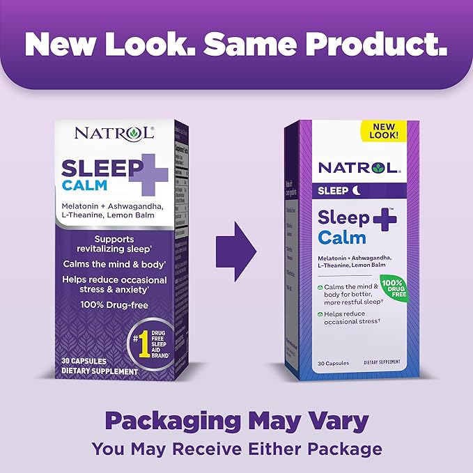 Natrol Sleep+ Calm Melatonin 6mg 30 Capsules, 30 Day