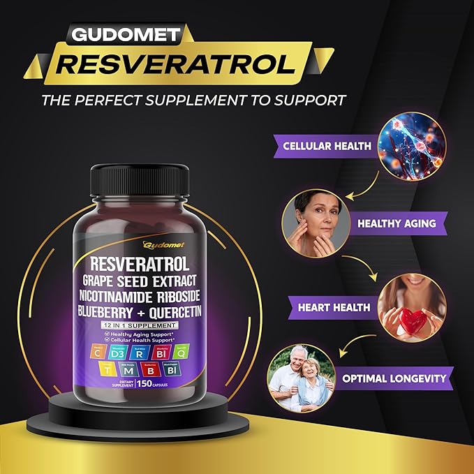 Trans-Resveratrol Grape Seed Extract Nicotinamide Riboside 150 Capsules-