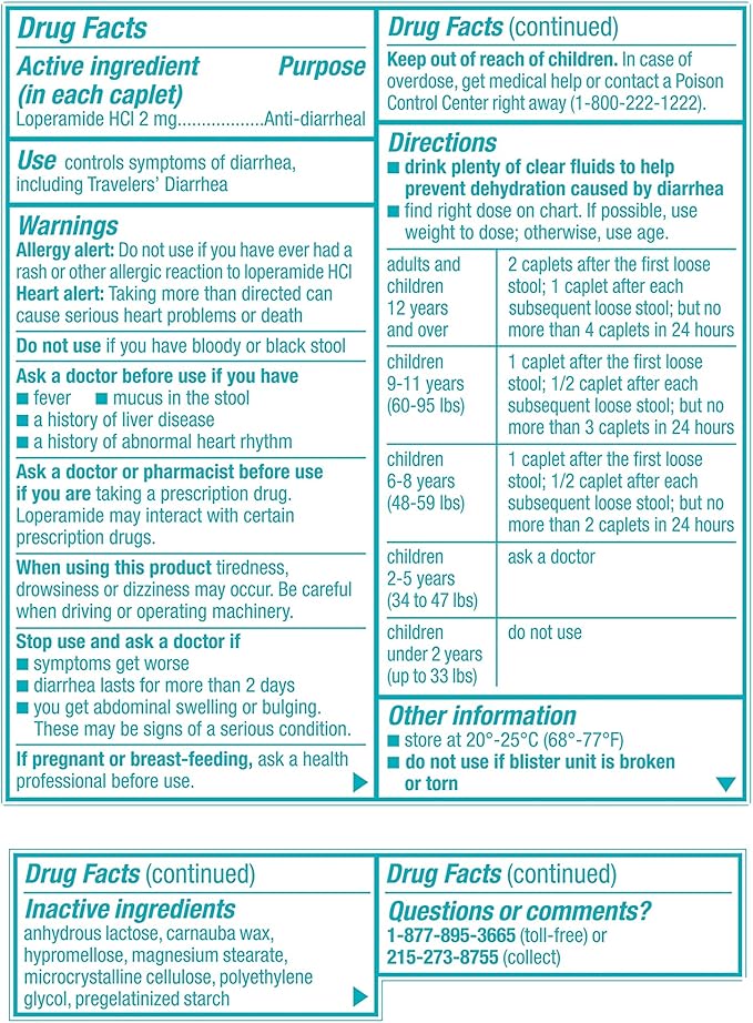 Imodium AD Diarrhea Relief Caplets -Loperamide (294314), Blue, 6 Count