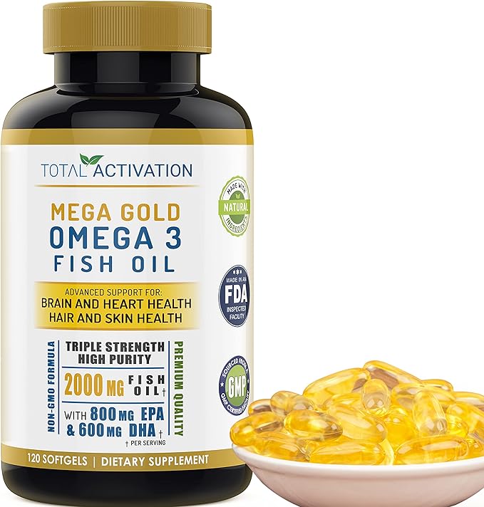 Omega 3 Burpless Max Strength Fish 2000 mg 800 mg 600 mg 120 Small