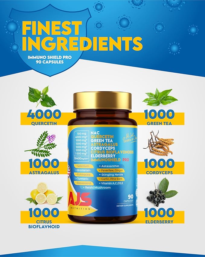 AJS Quercetin 4000mg with Nac Green 90 Caps 20 in 1