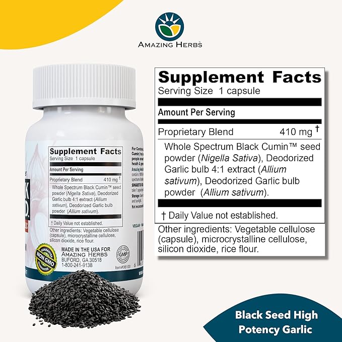 Amazing Herbs Whole Spectrum Black Seed 100 Count