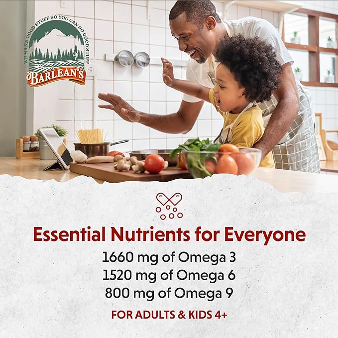 Barlean's Liquid Flaxseed, Borage & Algae 3 Supplement, 3,980 mg Omega-3-6-9, 16 16 oz