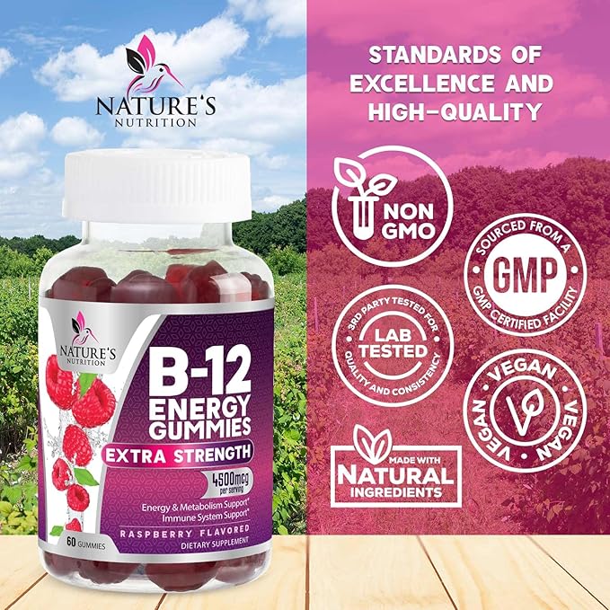 Vitamin B12 Energy Gummies 4500mcg Chewable B-12 Gummy 120 Gummies