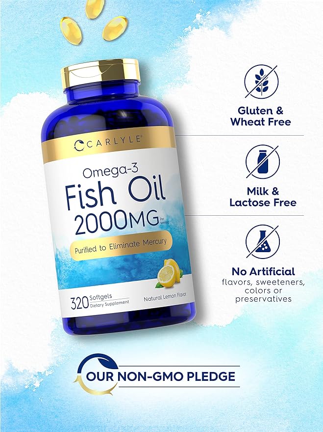 Carlyle Fish Oil Supplements 2000mg | 320 Softgels 600mg Total Omega-3 |
