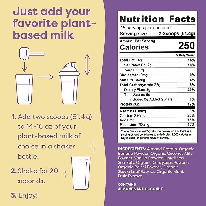 FlavCity All-in-One Vegan Protein Powder Smoothie, Vanilla 20g of