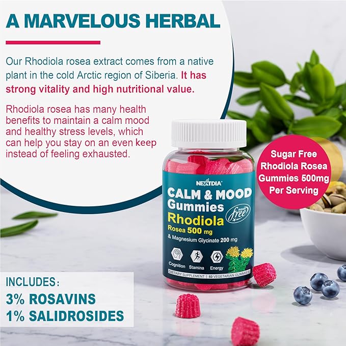 Sugar Free Calm Mood Support Rhodiola 500 mg 2Packs