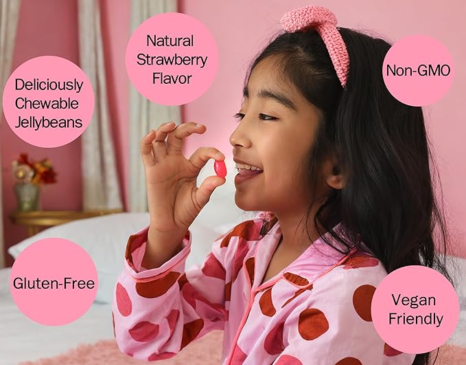 Kids Probiotic Jellybeans – Bacillus Coagulans – Natural Strawberry Flavor – Non-GMO – Gluten Free – Vegan Friendly