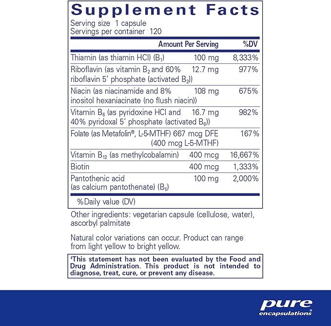 Pure Encapsulations B-Complex Plus B12 & 120 Capsules