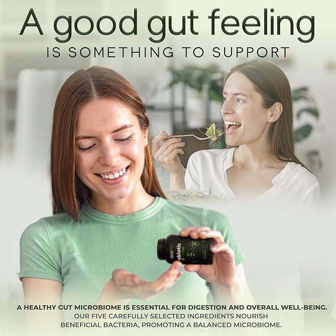 Prebiotic Fiber Supplement 5-in-1 Capsules - Natural Flow 5X Fiber XOS, GOS, FOS, Acacia and Agave Inulin, Daily Soluble Fiber Formula for Gut Support and Boost Good Bacteria Diversity, 120 Caps
