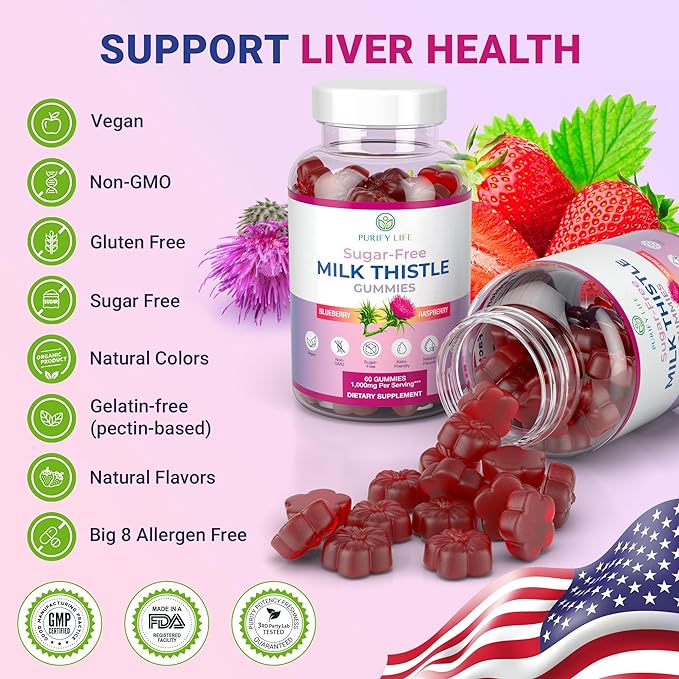 Purify Life Sugar-Free Milk Thistle Gummies (1000mg/serv) Cardo