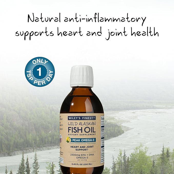 Wiley's Finest Wild Alaskan Fish Oil Omega-3 Liquid 2300mg EPA Omega-3s - 8.45 Oz (50 Servings)
