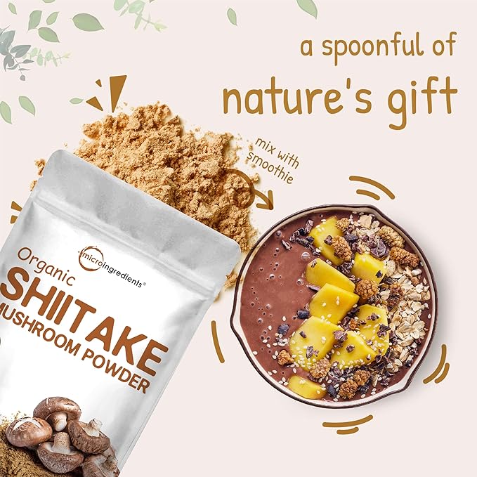 Micro Ingredients Organic Shiitake Mushrooms Powder, 8 Ounce,