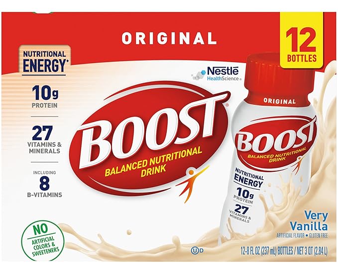 BOOST Original Balanced Nutritional Drink, Very Vanilla, 8 Ounce Bottle (Pack of 24)