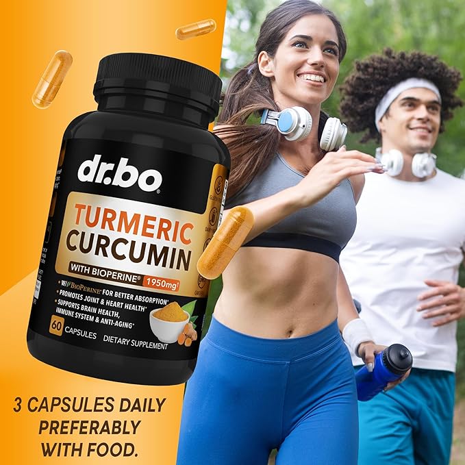 Turmeric Curcumin with BioPerine & Ginger Supplement 1950mg Organic 60 Capsules