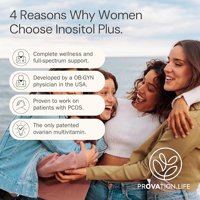 Myo Inositol Plus PCOS supplement Vitamins for Women, Physician Formulated Natural Ovulation Pills, Myo-Inositol, D Chiro Inositol, Berberine for Fertility & Ovarian Support 180 Capsules