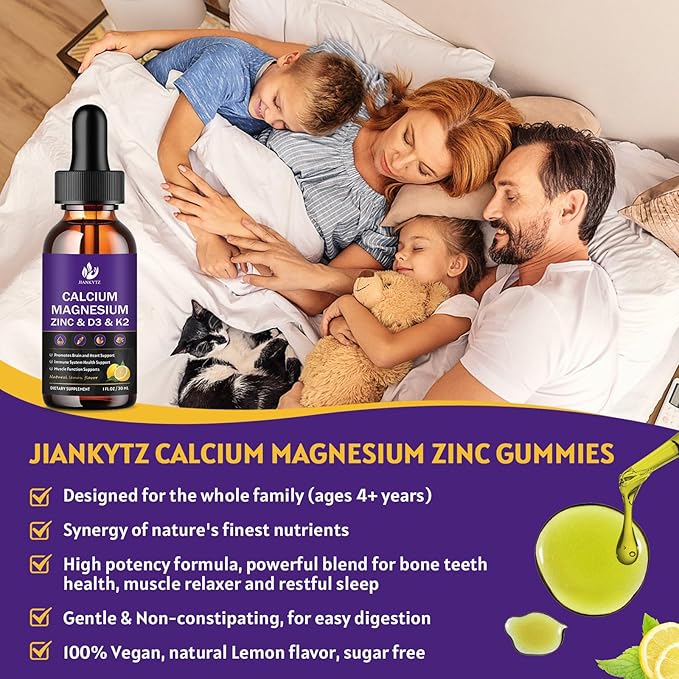 Calcium Magnesium Zinc 1300mg with Magnesium D3 K2 K2 B6 B6 and D3 K2 K2 Liquid 2 Pack