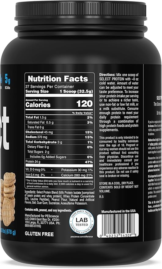 PEScience Select Protein, Peanut Butter Cookie, 27 Servings, 31 oz