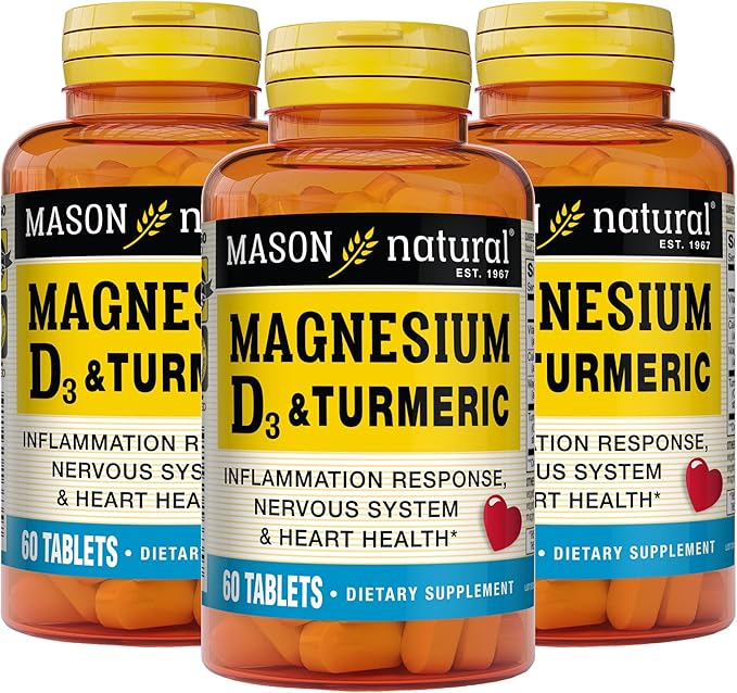MASON NATURAL Magnesium & Vitamin D3 60 Tablets 3)